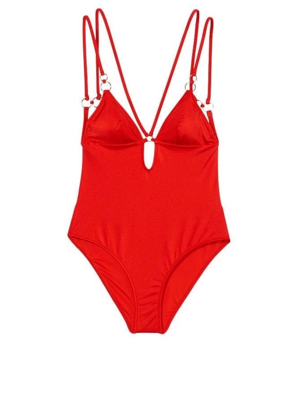 Victoria's Secret Red Strappy V-Keyhole One-Piece Swimsuit - Picture 3 of 7